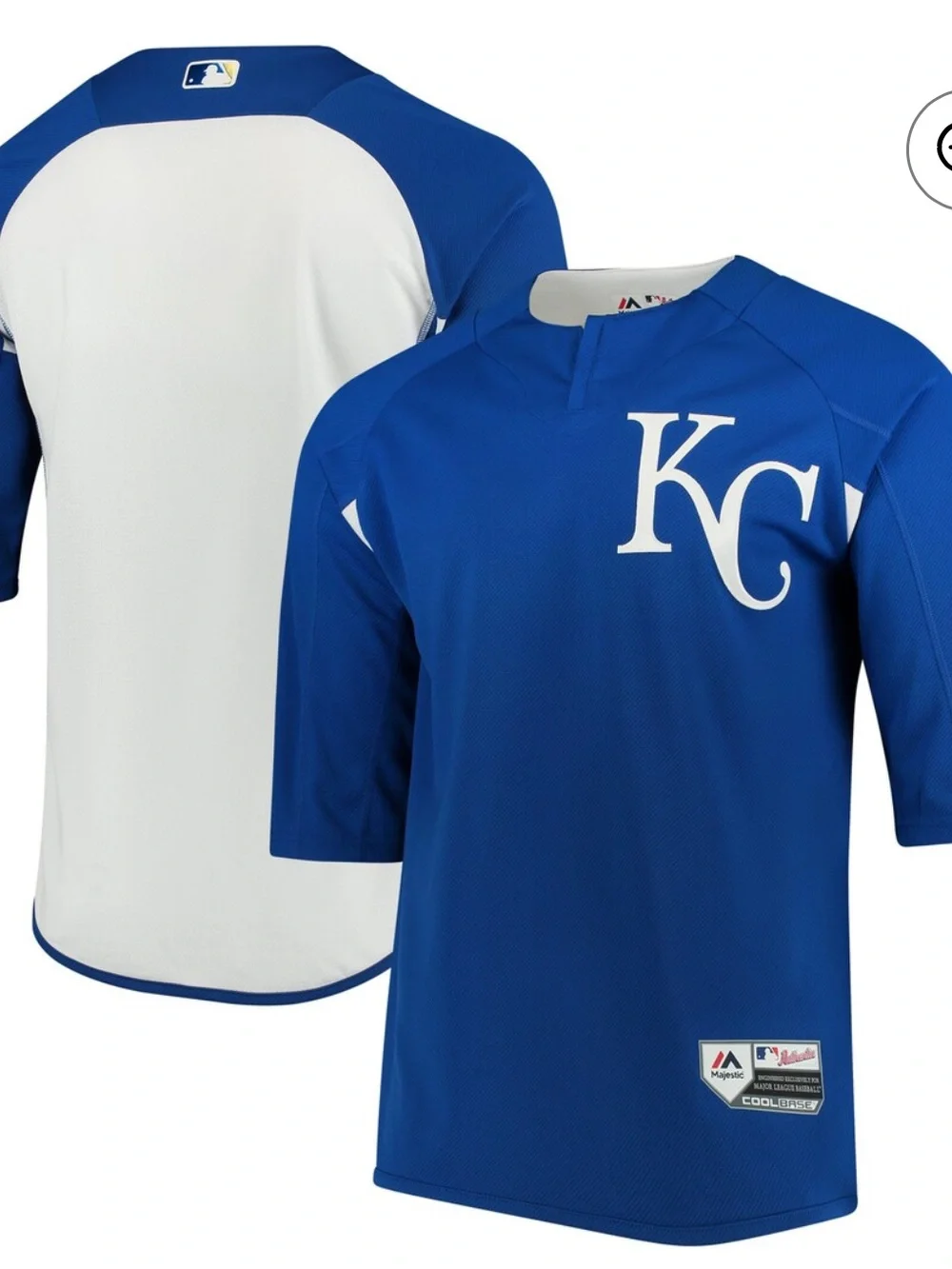 Kansas City Royals Majestic On-Field 3/4-Sleeve Batting Practice Jersey Small